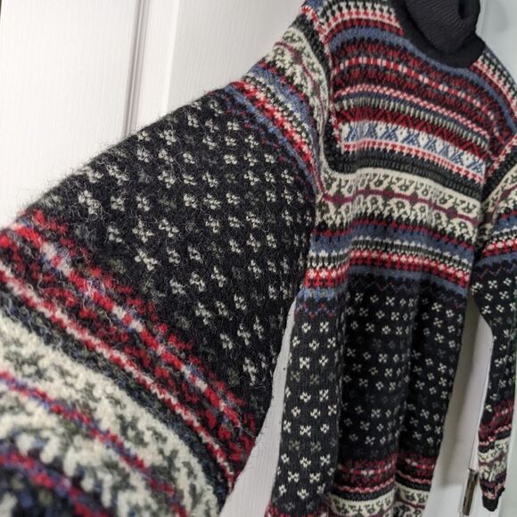 VINTAGE fairisle Icelandic cabin core long wool turtle neck sweater Small @M - Picture 4 of 11